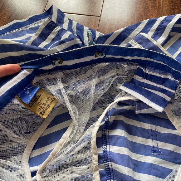 Scotch & Soda Mens Blue and White Striped Swim Shorts Trunks Drawstring M - Picture 6 of 15